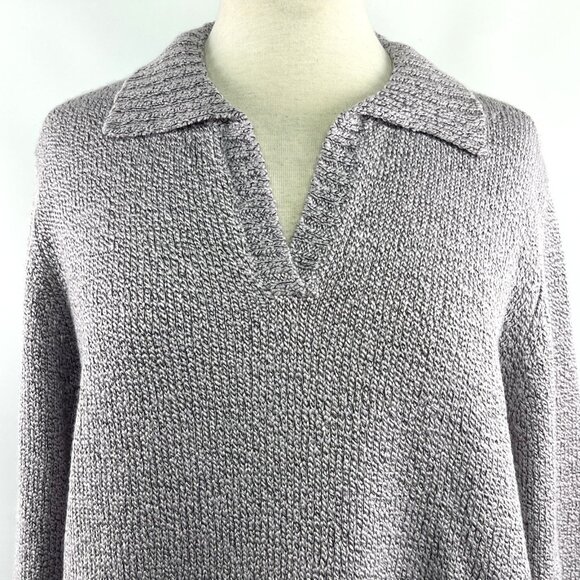 St Johns Bay XL Sweater Collared V-Neck Long Sleeve Knit Pullover Lilac Purple - Picture 2 of 9